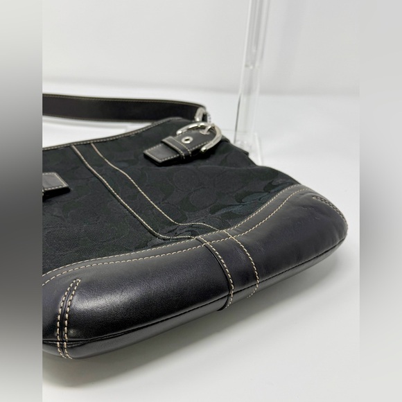 Coach Black Women's Monogram and Leather Small Hobo Bag - Picture 5 of 10